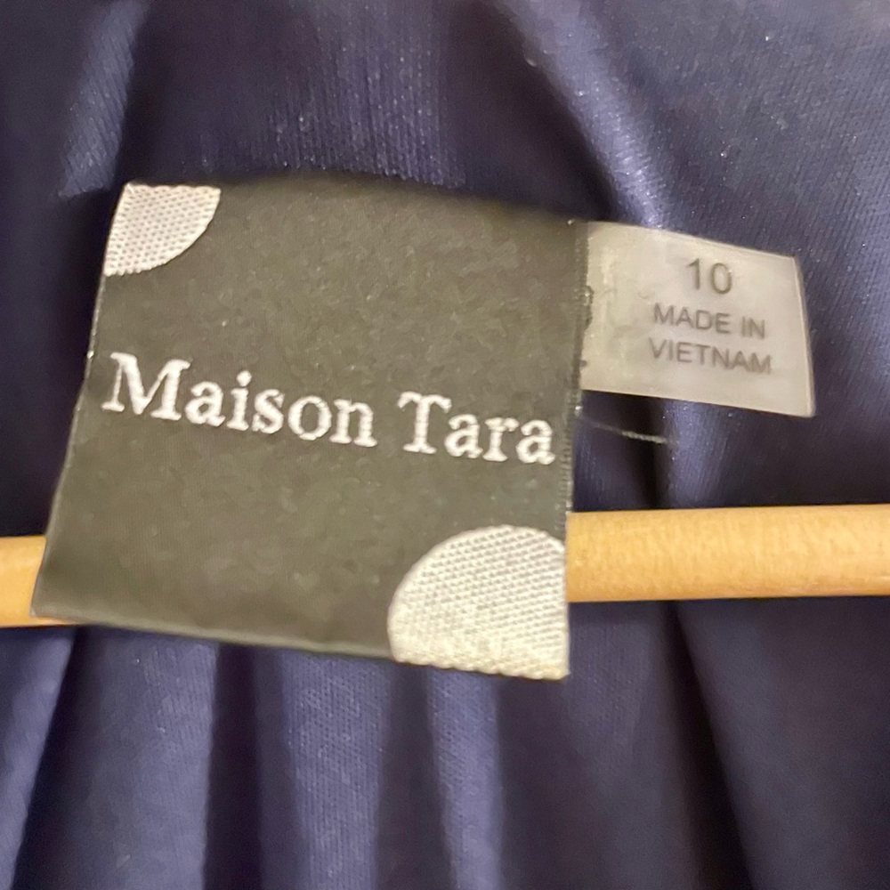 Maison Tara Navy and White Sundress with 3/4 Bishop Sleeves - Picture 3 of 3